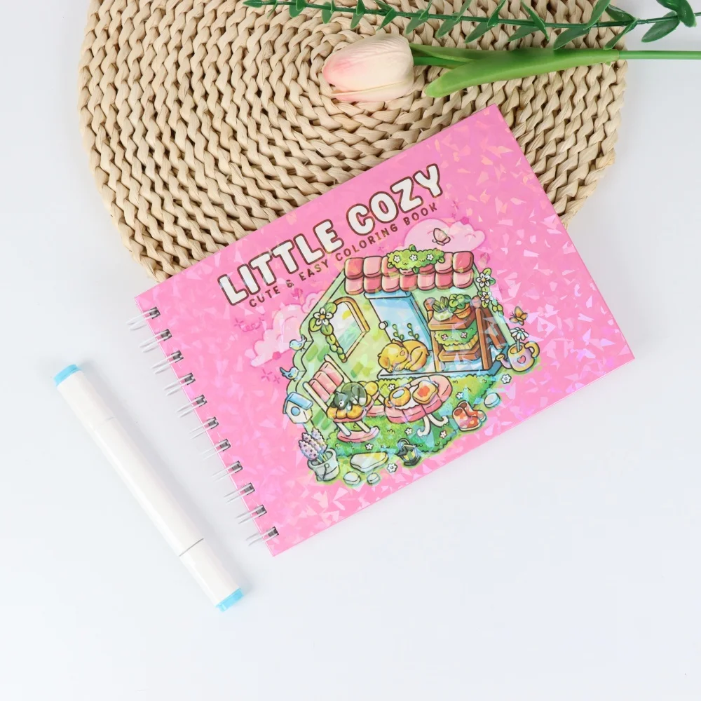 

LITTLE COZY adult themed coloring book, leisurely life themed coloring book, is a great Mother's Day gift / birthday gift
