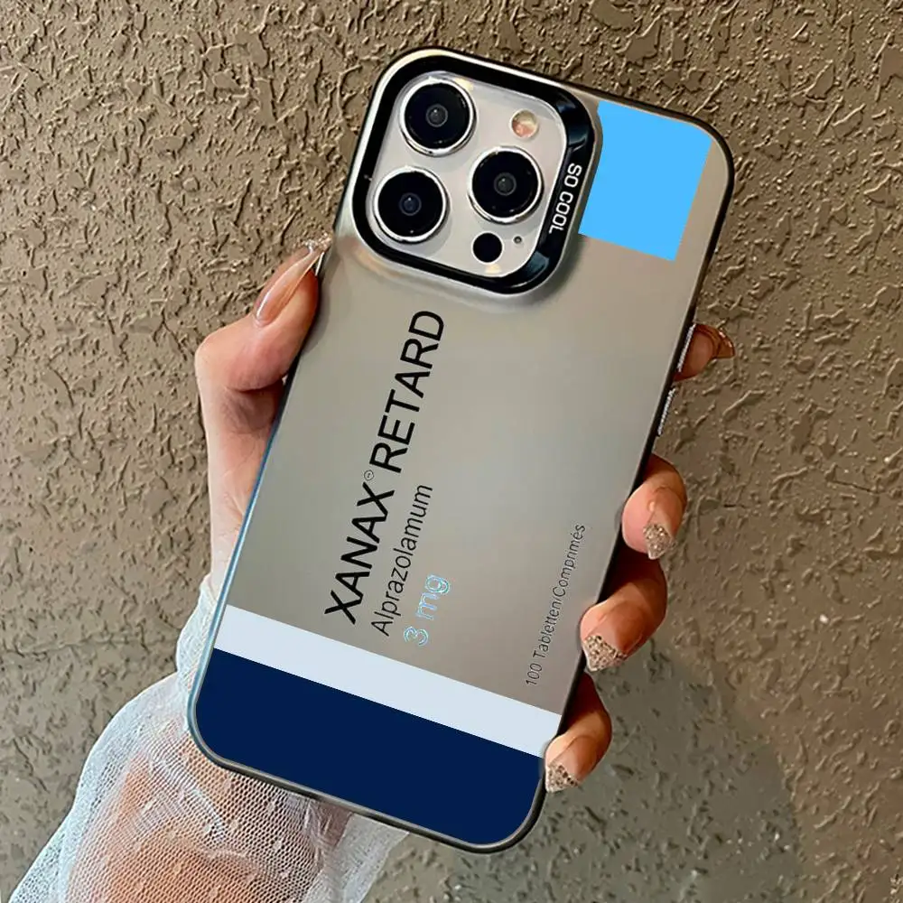 Chill Pill XANAX telefoonhoesje voor iPhone17,16,15,14,13,12,11 Pro Max Kleurrijke matte schokbestendige hoes