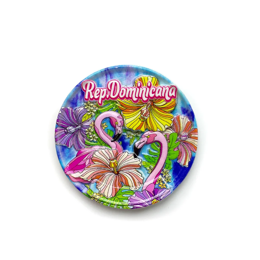 

Dominicana Resin Fridge Magnet, Colorful Flamingo Floral Design, Magnetic Decoration, Home Travel Souvenir