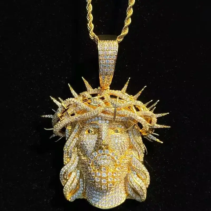 

Jesus Design Pendant,Zircon Decorated Necklace Pendant for Men, Hip Hop Jewelry for Party Daily Clothing Decor