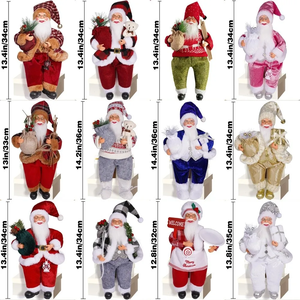 Home Decoration Santa Claus Decorations 12 Inches Cute Xmas Tree Ornament Sitting Santa Claus Christmas Supplies