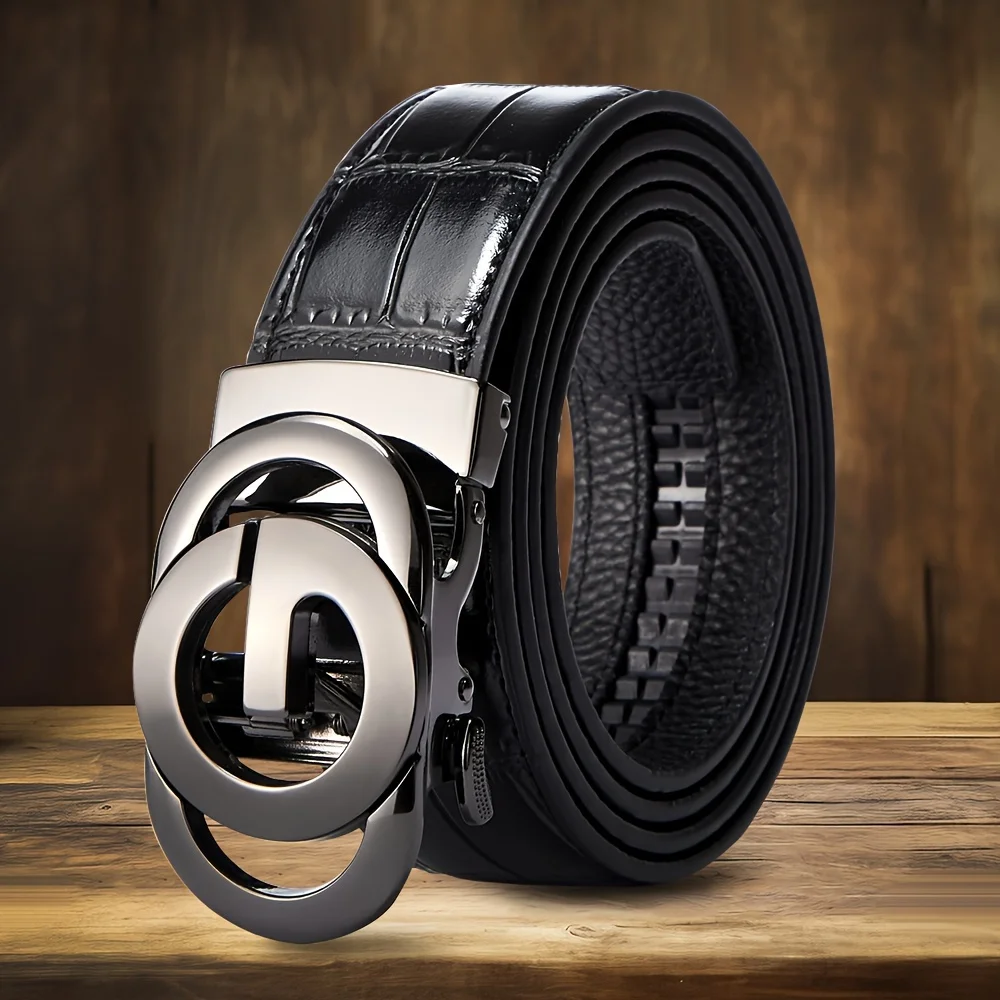 حزام رجال الأعمال الفاخر نمط التمساح سبيكة مشبك حزام جلد عالي الجودة حزام ناعم يقترن مع البدلة السراويل والجينز