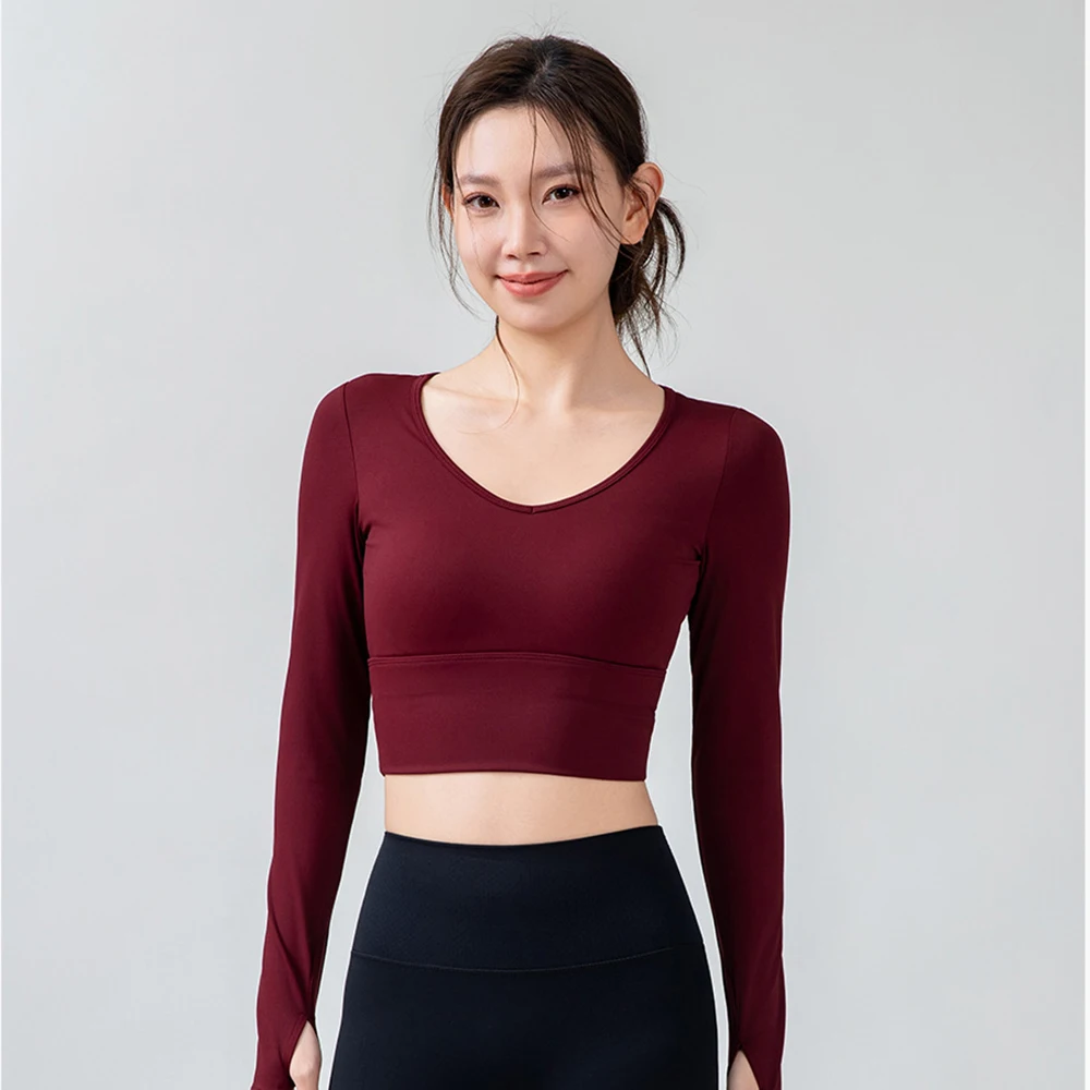 Women's Sexy Back Long Sleeve Yoga Top, Cut Out Design Workout Shirt for Pilates, Slim Fit Athletic Top for Gym & Casual Wear