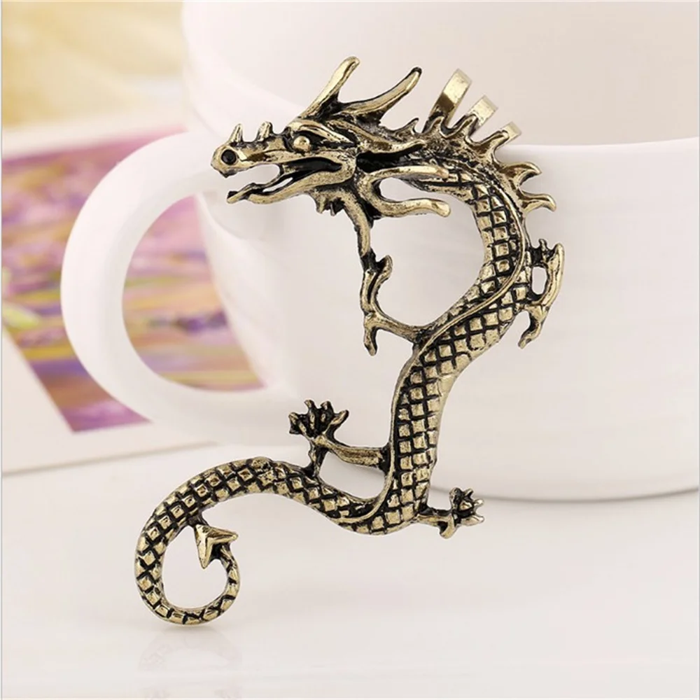 Wu\'s2022 New Dragon Ear Clips Retro Punk Jewelry Accessories Earrings Men and Women Clip Ear Clips Earrings Without Ear Holes Me