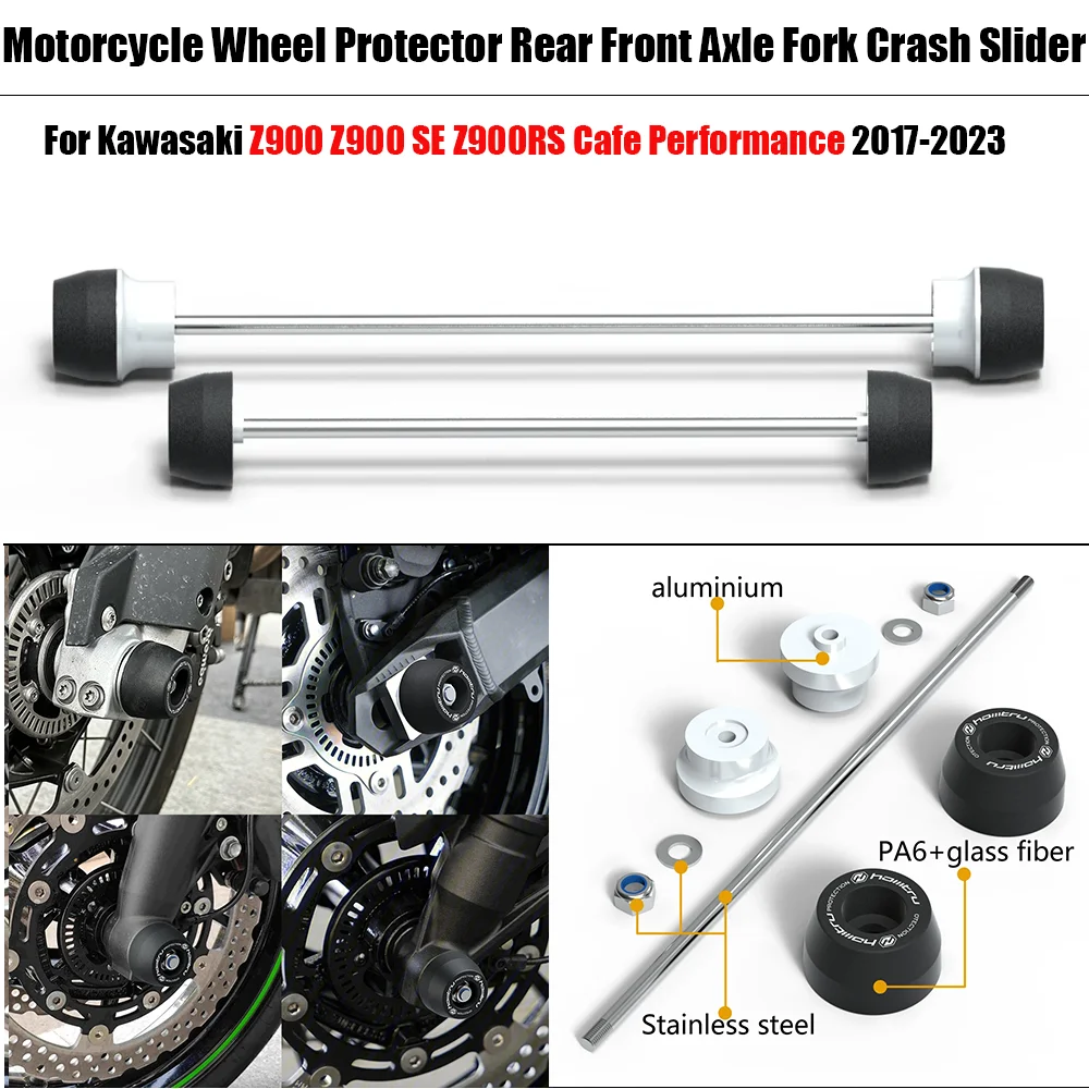 

Motorcycle Wheel Protector Rear Front Axle Fork Crash Slider For Kawasaki Z900 Z900 SE Z900RS Cafe Performance 2017-2023