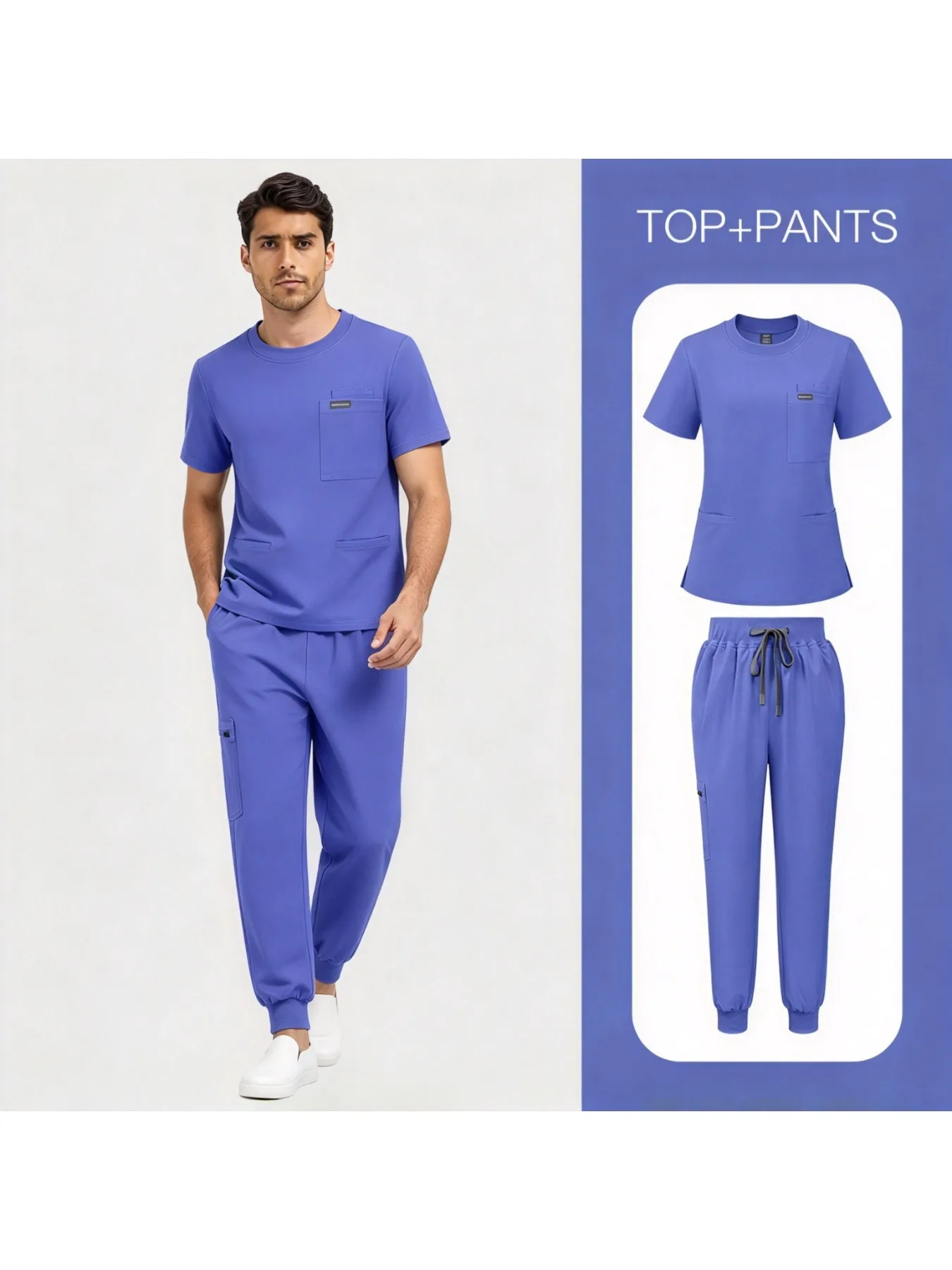 Scrubs Set New Style Short Sleeve Two Piece Work Uniform for Operating Room Aesthetical Salon Pet Hospital Daily Working Use