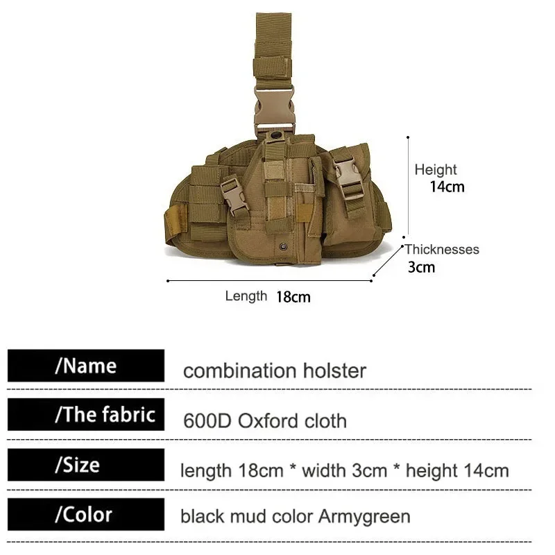 Coldre tático militar para arma, bolsa camuflada do exército, equipamento de caça ao ar livre, equipamento de caça