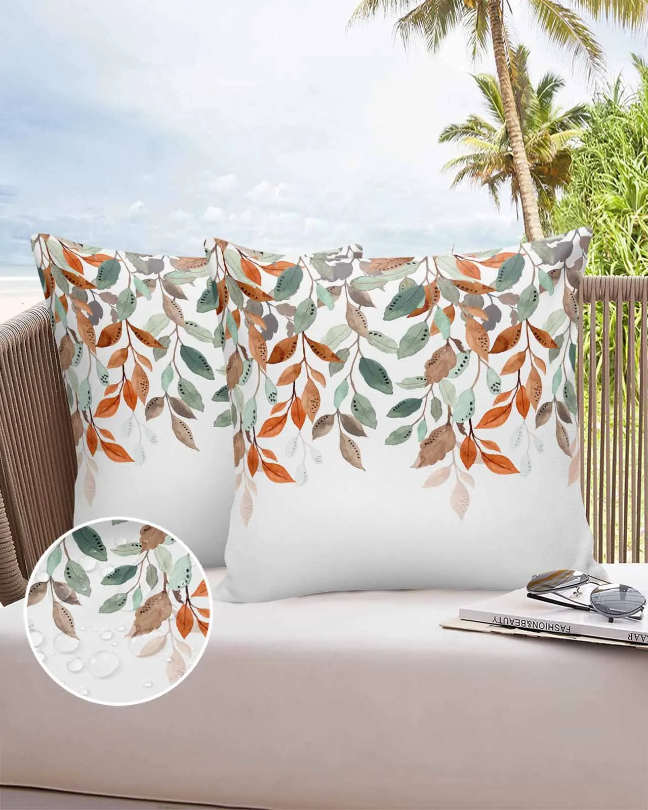 Leaves Plants Pastoral Style Waterproof Pillowcase Set Car Cushion Cover Home Sofa Office Decorative Pillowcase Cover