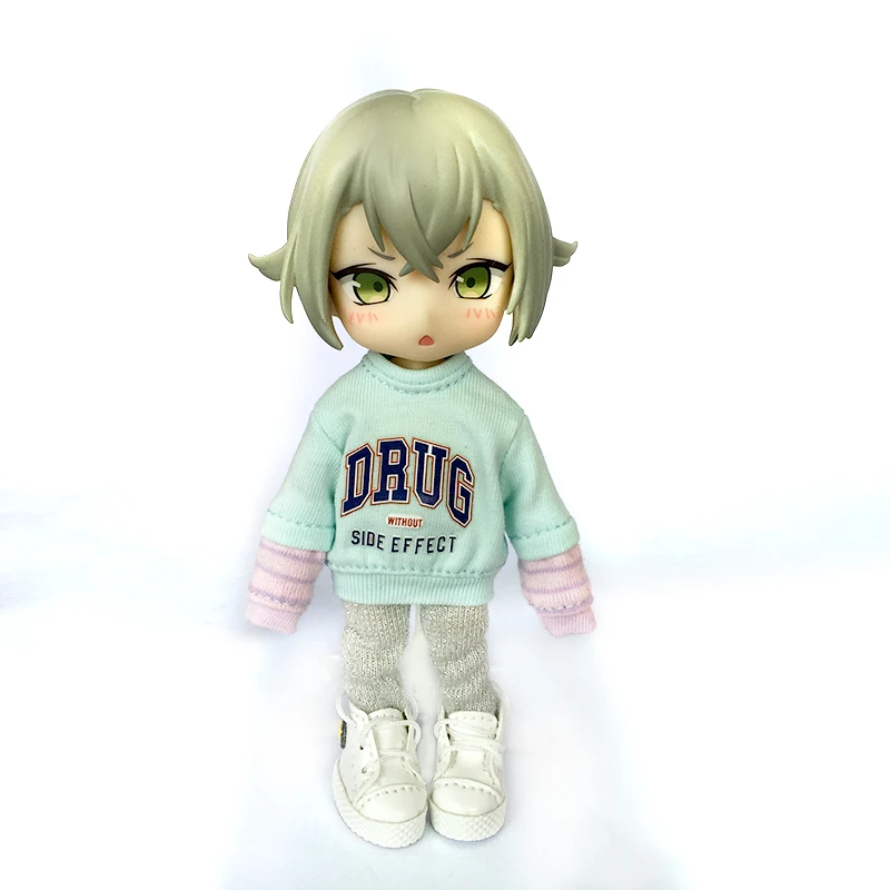 Ob11 Doll Long Sleeved Sports Sweatshirt Top Clothes With Patchwork Sleeves For Molly Gsc Ymy P9 P10 Body Uf Nendoroids Dolls