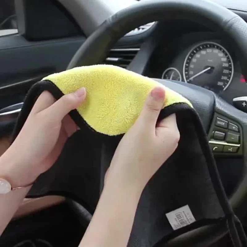 1/5Pcs 30X60cm Car Microfiber Cleaning Towels Thicken Double Layer Soft Drying Cloth Towel Car Care Detailing Towel Wash Rags