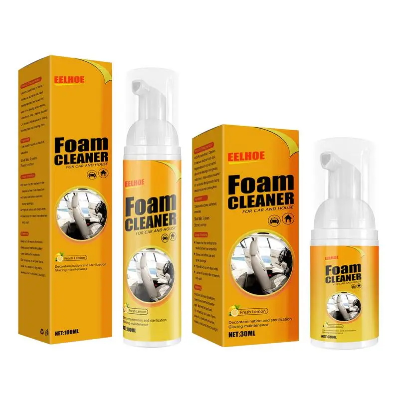 All-Purpose Foam Cleaner Sprays Multifunctional Foam Cleaner For Car Lemon Flavor Rinse-Free Cleaners Cleaning Sprays For Car