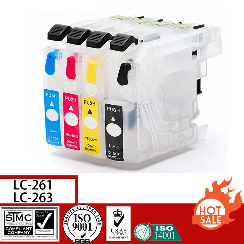 Compatible Empty Refillable Ink Cartridge for Brother LC263 263 LC261 261 with Auto Reset chip suit For Brother DCP-J562DW