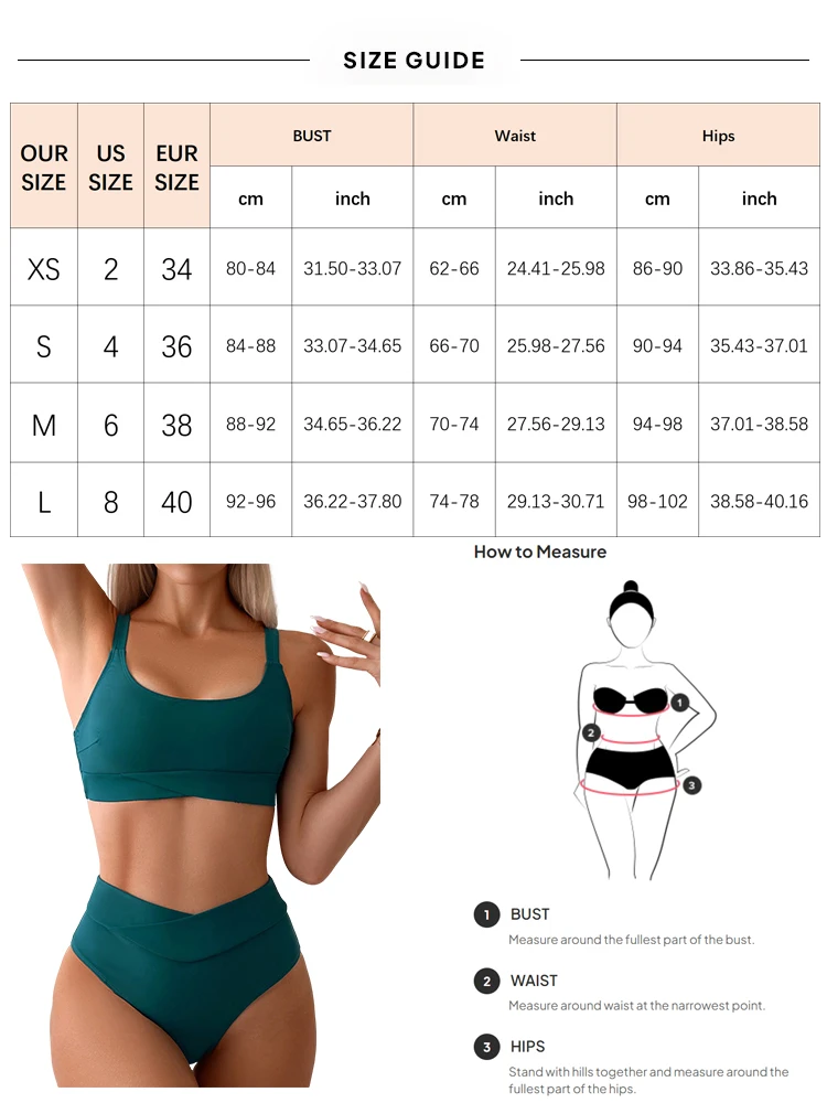 Conjunto de Bikini de dos piezas para mujer, traje de baño de corte en V, Top sin mangas con cuello redondo, conjunto de Bikini acolchado de realce,