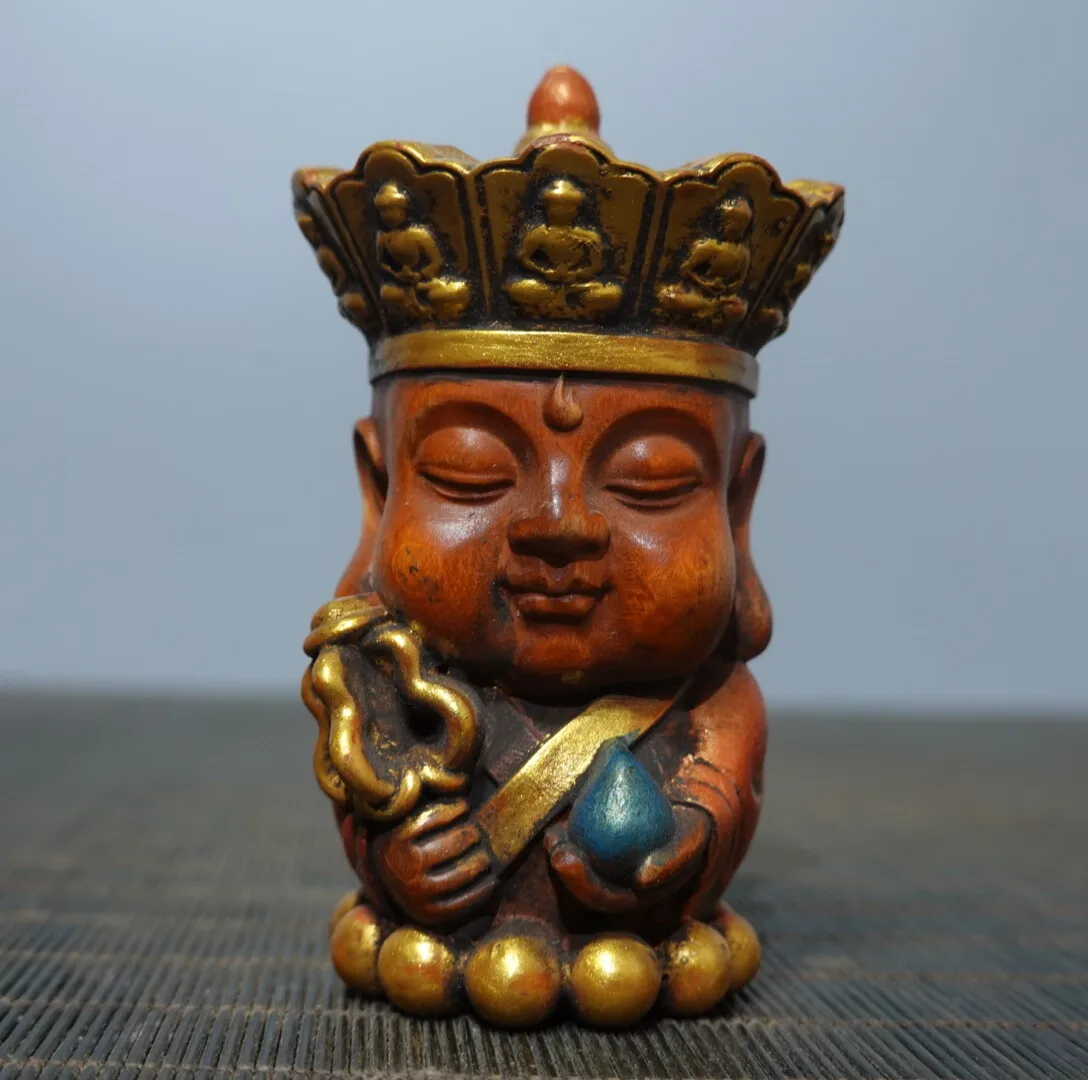 

Коллекция Резьба по дереву Ручная роспись Ksitigarbha Bodhisattva Настольный декор