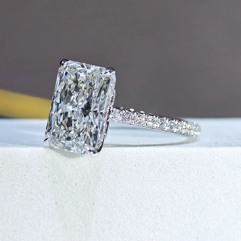 حقيقي Au585 14K خاتم الذهب الأبيض مختبر تزايد خاتم الماس IGI شكل مشع D VS1 خاتم الزواج خاتم الخطوبة