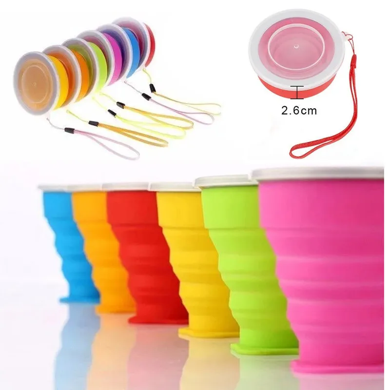 Portable Silicone Retractable Folding Cup with Lid Telescopic Collapsible Drinking Cup Outdoor Travel Water Cup coffee cup