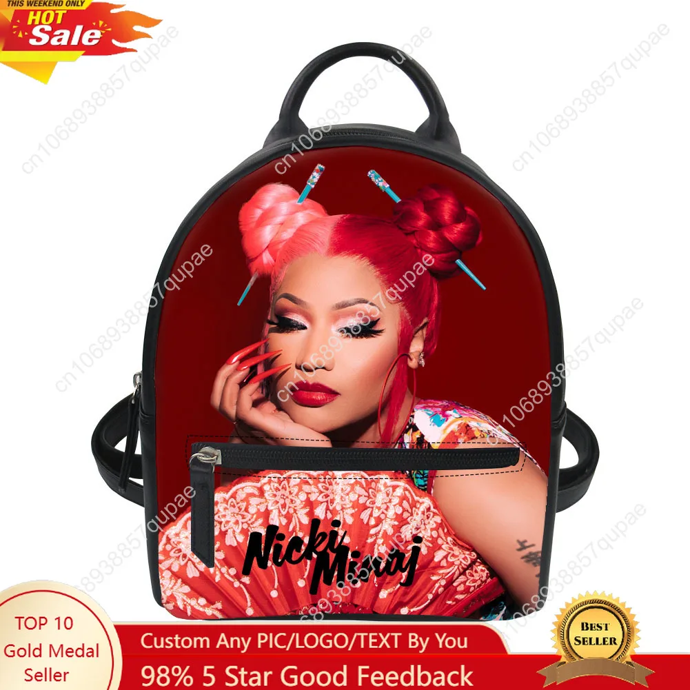 Hot Rapper N-Nicki Minaj Custom Backpack Purse Carter Schoolbags Double Shoulder Bag Mini Daypack Leather Leisure Travel Bag