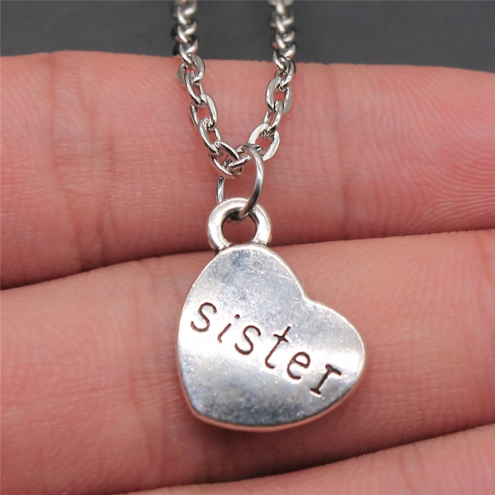 Brother & Sister Heart Pendant Necklace Double Sided Sister Brother Necklaces For Women Girls Gift