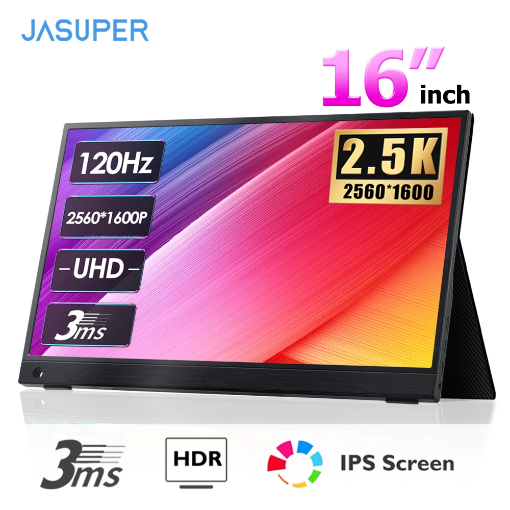 

16 Inch 2.5K 120Hz Portable Monitor 2560*1600 16:10 100%sRGB 480Cd/m² Display Game Screen For Laptop Mac Phone Xbox PS4/5 Switch