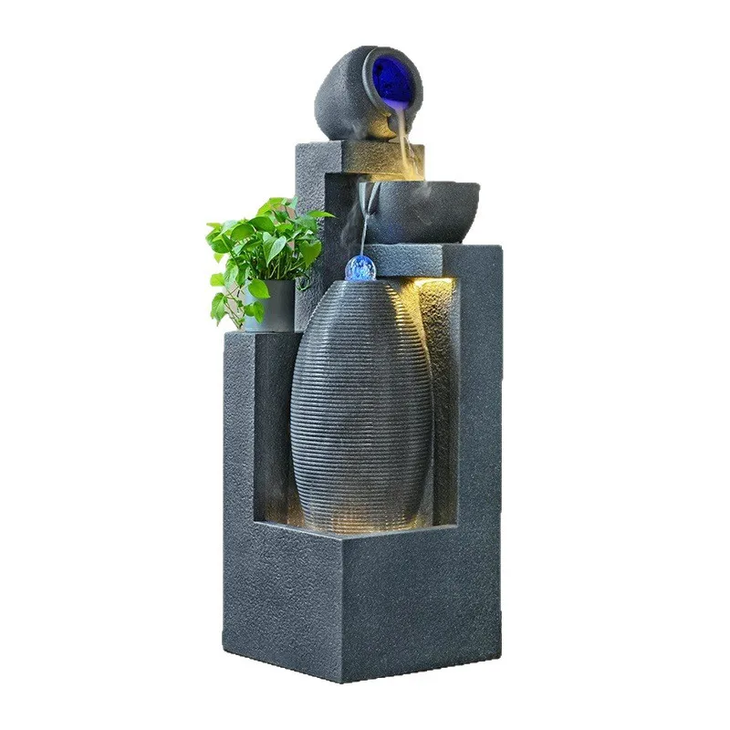 humidifier rockery fountain, feng shui wheel circulating water, living room lucky office ornament