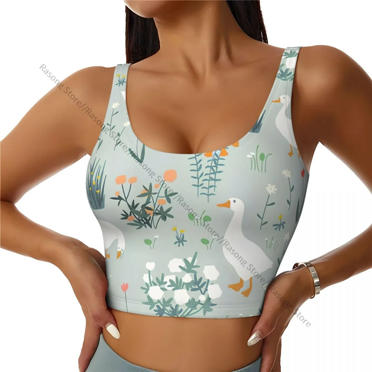 

Women Sexy Sports Vest Cute Goose In The Grass Female Streetwear Sport Lingerie Tee Crop Top