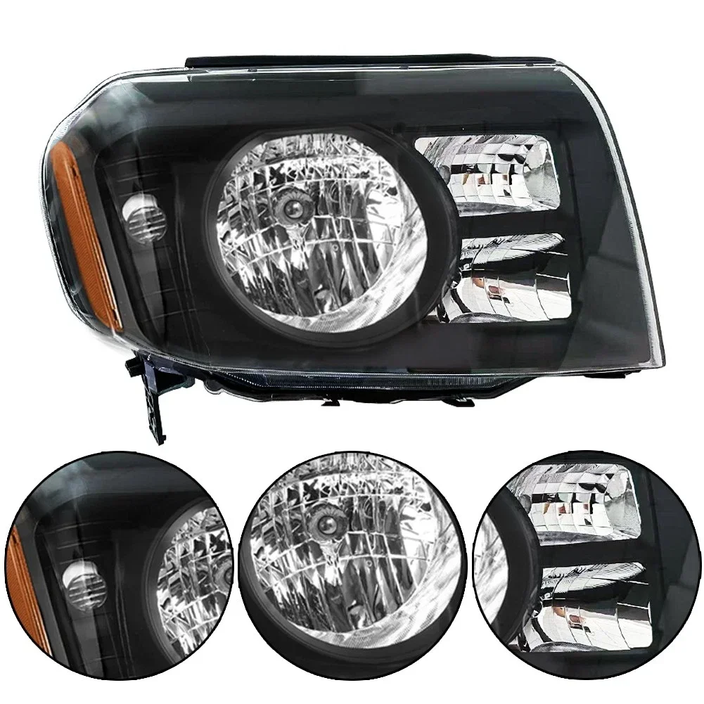 

New 2009-2011 for Pilot H11 Halogen Headlight Assembly Pair-Black Housing Amber Corner