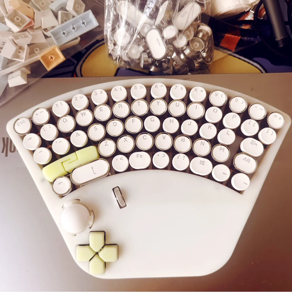 Custom One Handed Mechanical Keyboard with Trackball Roller Photocuring Print Wired Single Mode RGB Left Hand Ergonomic Gift