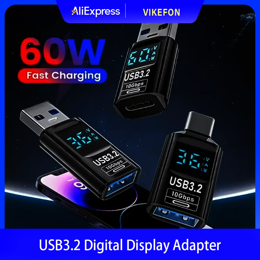 VIKEFON USB3.2 محول العرض الرقمي 4K @ 60 هرتز USB-C OTG آيفون 16 15 برو ماكس سامسونج باد الكمبيوتر المحمول شحن سريع مزامنة البيانات ﻿
