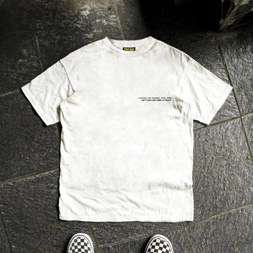 Breathable Loose Rabbit Design T-Shirt for Teens Short Sleeve Dark Color Shoulder Version by Wang Studio 220G