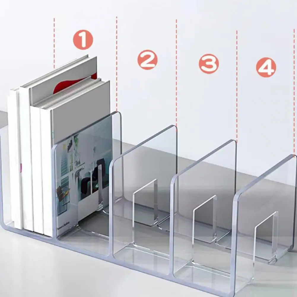 Bookshelf Acrylic Material Multi-layer Design Transparent Vertical Stationery Storage Rack Office Organizer
