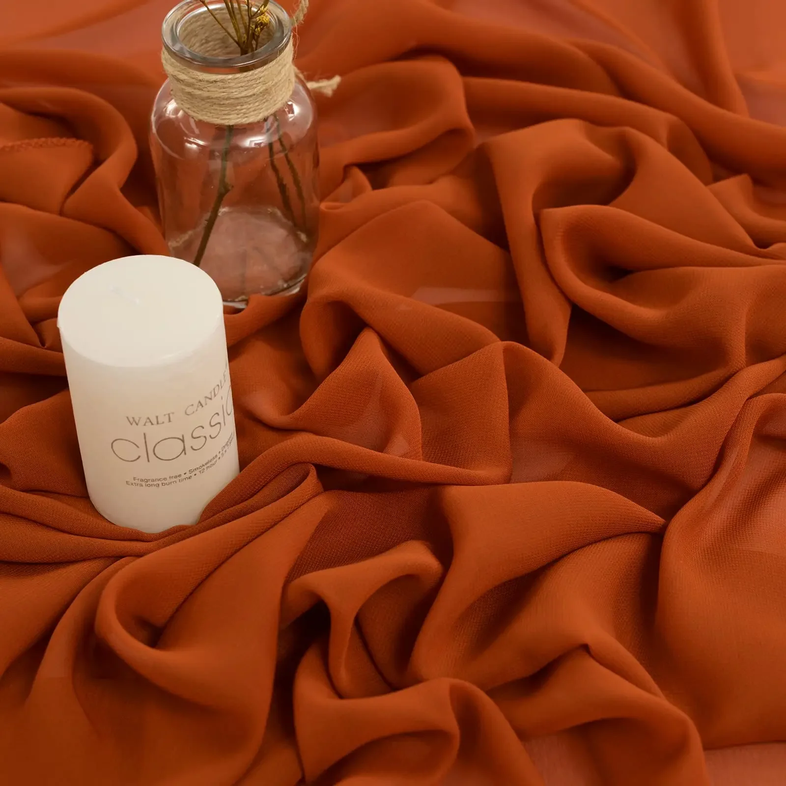12PCS Terracotta Chiffon Wedding Table Runner Table Setting Sheer Gauze Vintage Christmas Dining Birthday Party Decor
