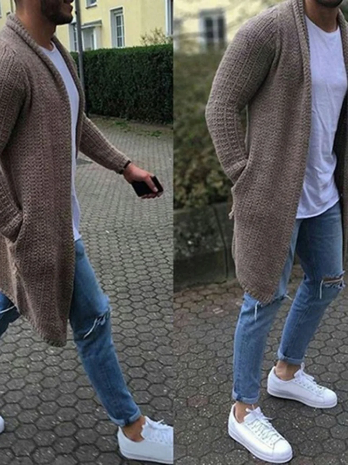 

Spring Autumn Men's Long Sve Large Size Pure Color Knitted Open Cardigan Oversized Knit Cardigans Comfortable Loose Fit irt