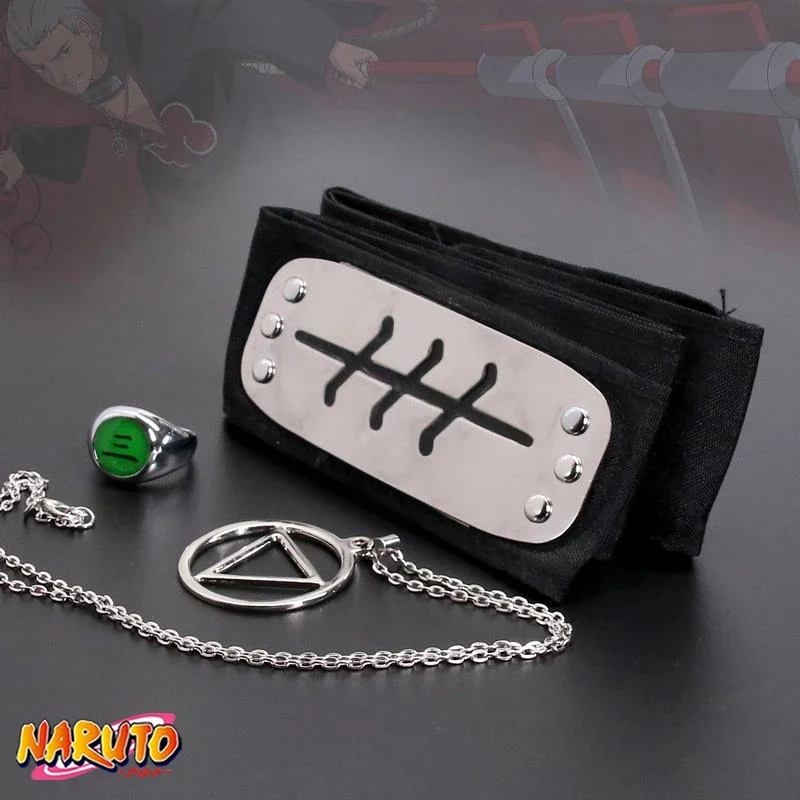 Naruto Anime Hidan Cosplay Set Necklaces Ring Headbands Akatsuki Cosplay Props for Man Women Metal Necklace Pendant Toys Boy