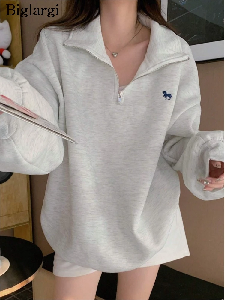 Felpa autunnale da donna felpe da donna larghe casual stile coreano felpe da donna a maniche lunghe moda top