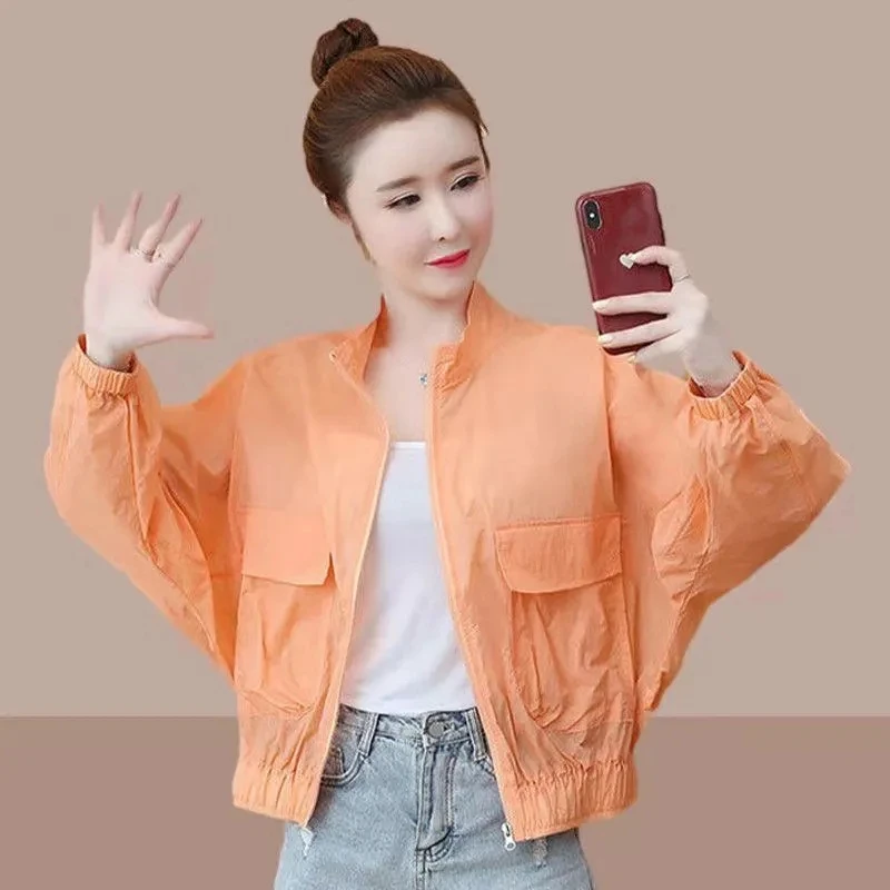 Oversized Thin Short Jacket Women Spring Summer Fashion Casual Loose Cropped Outerwear Batwing Sleeve Simple Sun Protection Coat