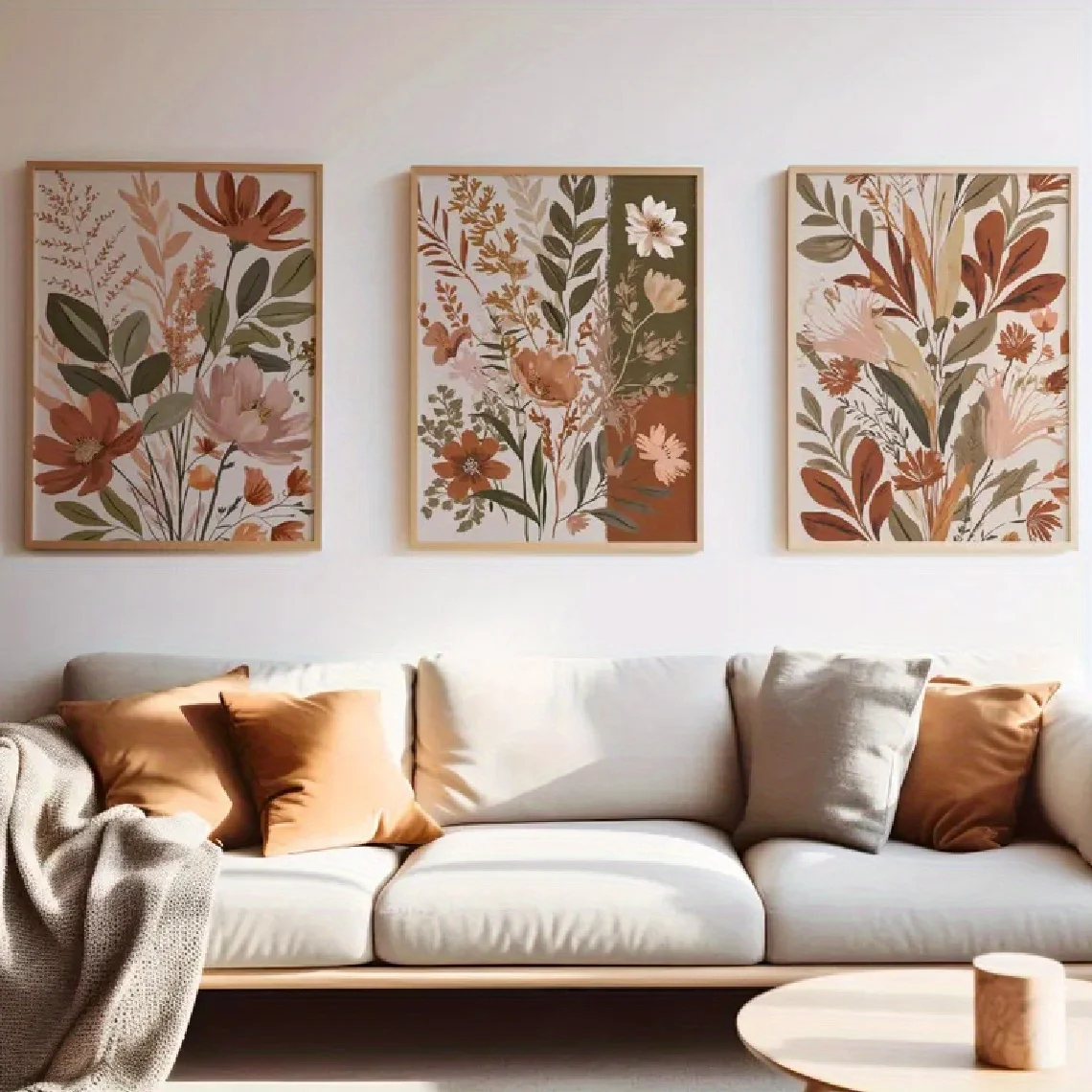 3pcs/set Retro Ground Tone Plant Sage Green Art Canvas Print Bohemian Flower Wall Art Poster for Modern Spring Summer Home Decor