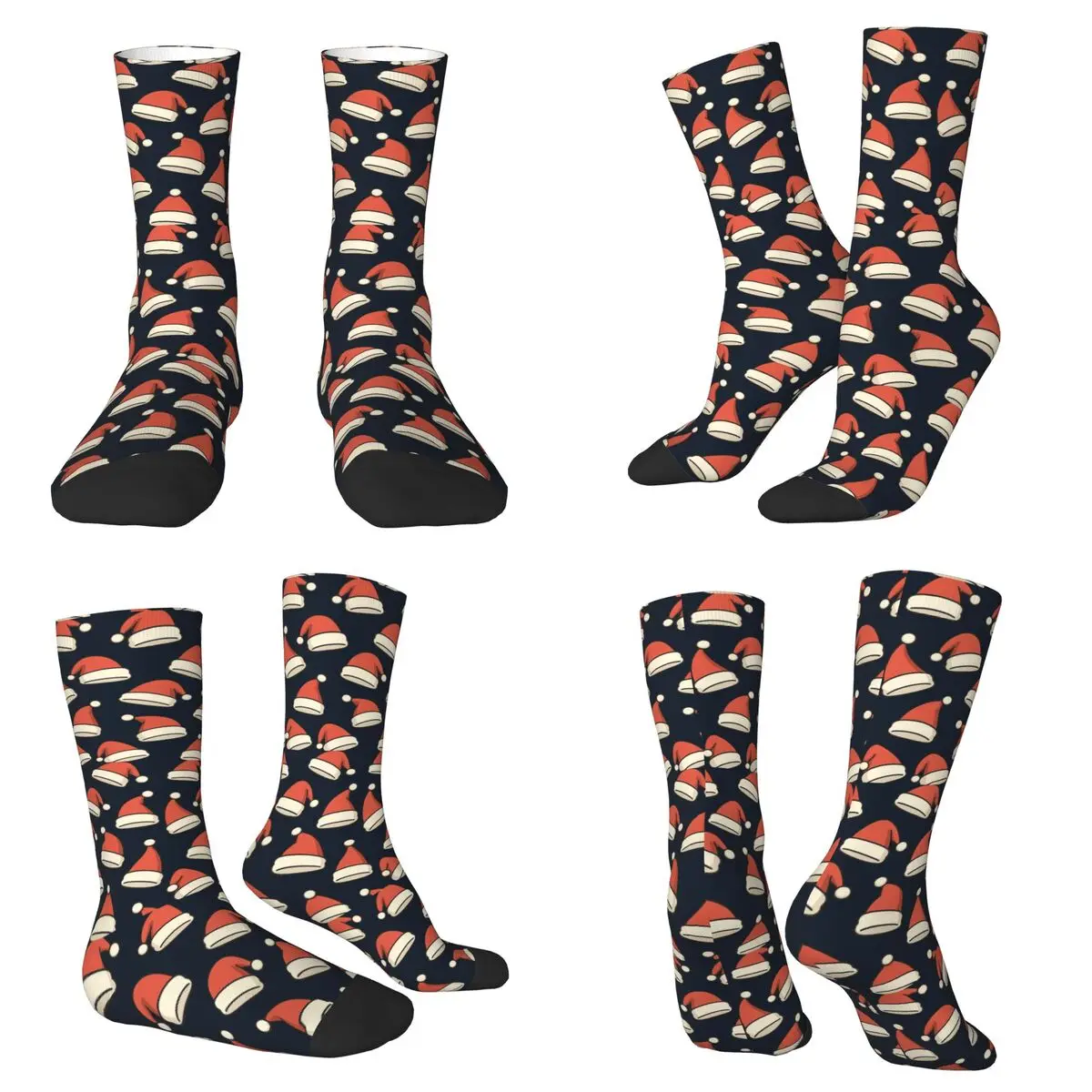 Cartoon Santa Claus Hat Pattern Socks Harajuku Super Soft Stockings All Season Long Socks for Unisex Valentine's Day Gifts