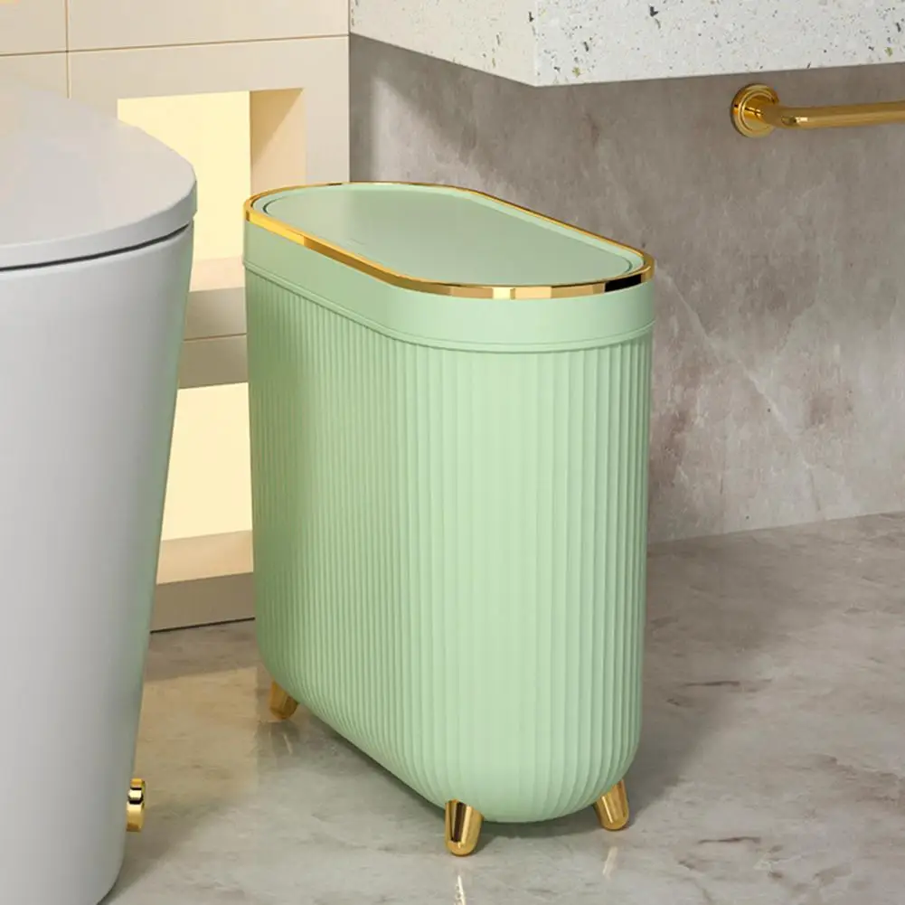 Water-resistant Bin Trash Bin Capacity Bathroom Trash with Lid Dustproof Rectangular Design Small Plastic Garbage for Narrow