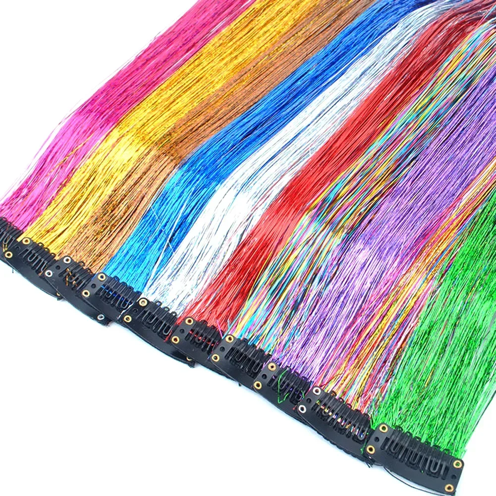 1 Pc Sparkle Shiny Hair Tinsel Hair Extensions Dazzles Women Hippie for Braiding Headdress Hair Braiding Tools Long 50cm