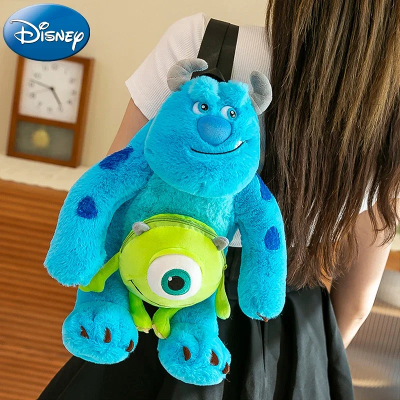 Disney Monsters Inc Plush Backpacks Anime Figure James P. Sullivan Mike Wazowski Cosplay Plush Toy Throw Pillow Backpack Gifts