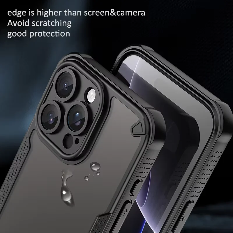 حافظة لهاتف أبل آيفون 16 16e 15 14 13 12 11 Pro XS Max Plus Mini SE3 SE2 XR 7 8 عدسات مقاومة للصدمات