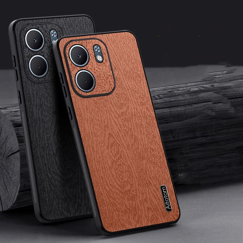 حافظة جلدية فاخرة لهاتف OPPO A5X 5G غطاء نسيج خشبي حماية كاملة قذائف صلبة لهاتف OPPO A5X CPH2725 حافظات هواتف A 5X