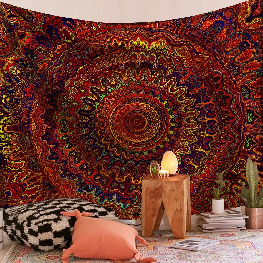 Blauwe Mandala Wandtapijten Voor Slaapkamer En Woonkamer Decor, Katoenen Tapijten Ombre Boho Hippie Etnische Twin Size 84X54 Inch
