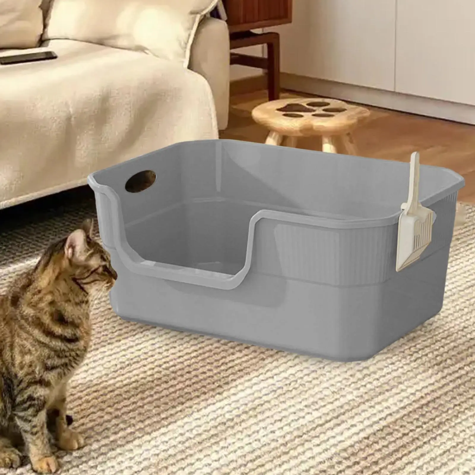 Open Top Pet Litter Box Splashproof Cat Toilet for Small Medium Large Cats