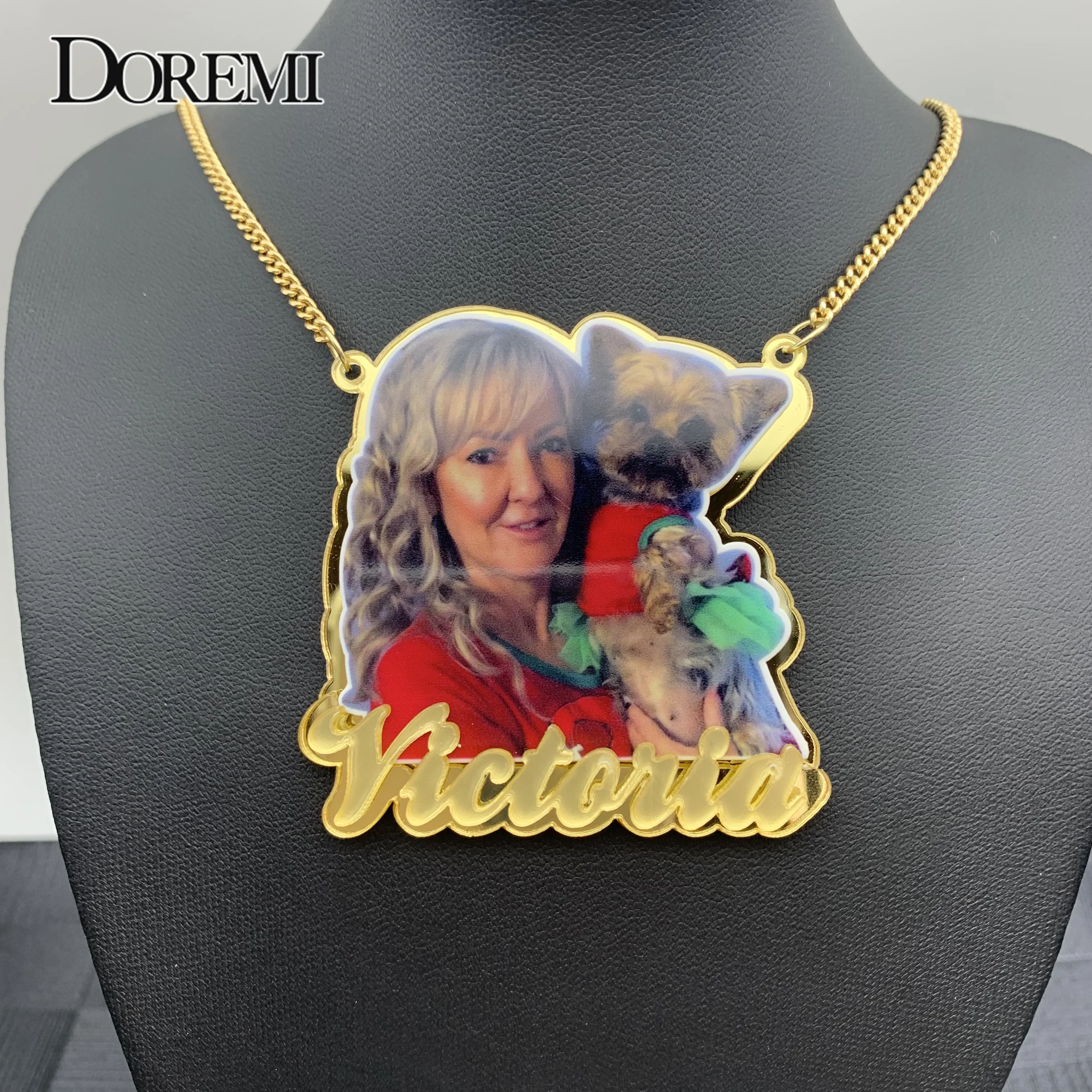 Custom Name Picture Necklace for Women Personalized Acrylic Pendent Necklace Kids Custome Jewelry for Family Memorial Gift
