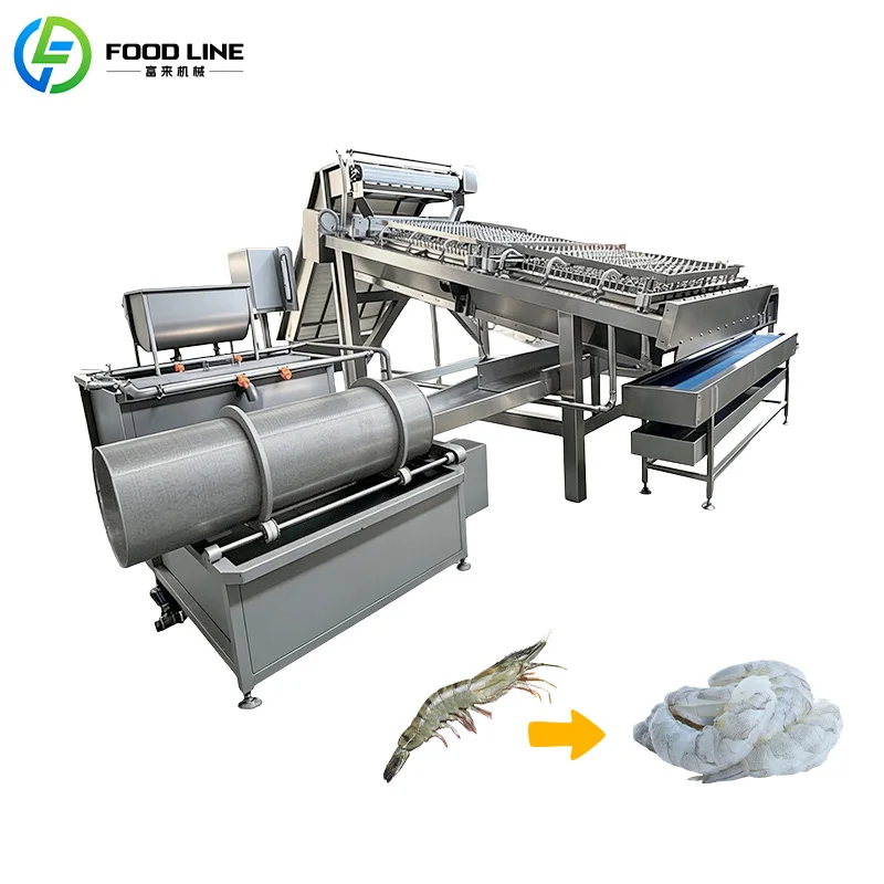24H Non-Stop Processing Shrimp Peeling Line Complete Factory White Shrimp Processing Equipment