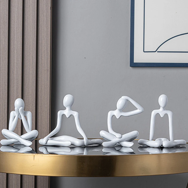 Estatuilla de Yoga abstracta hecha a mano, escultura de plástico, decoración del hogar, Interior, oficina, adornos de escritorio