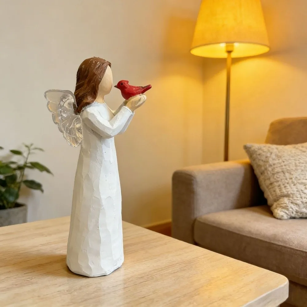 Resin Prayer Angel Statue Creative Design Sweet Winged Angel Figurine Home Decor Decorative Artwork Cherub Statue