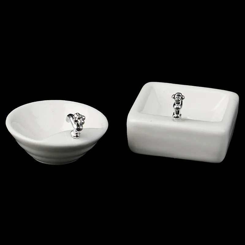 

2025 1Pcf 1:12 Dollhouse Furniture Miniature Bathroom Sink Ceramic Wash Basin Model Accessories Toys