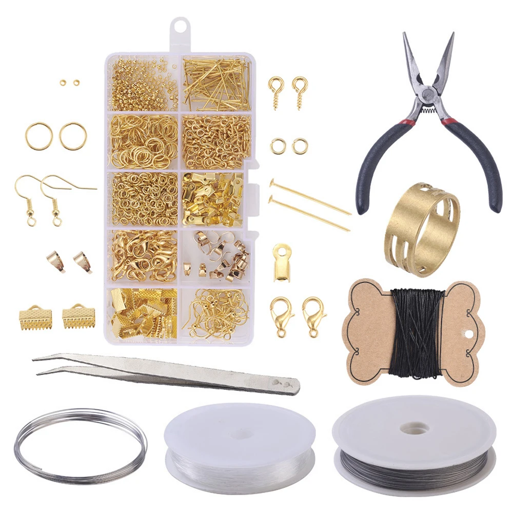 

DIY Metal Ear Earrings Accessories Ear Earrings Handmade Accessories Kit Decor Gift Metal Combination and Tool(Golden Set with T